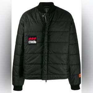 Heron Preston Quilted Puffer Jacket Black Size M Made in Italy Streetwear